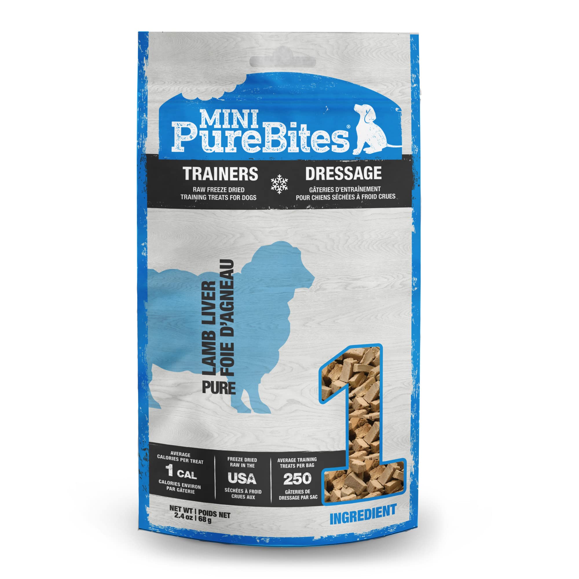 PureBites Mini Hígado de Cordero en empaque, snack natural para premiar.
