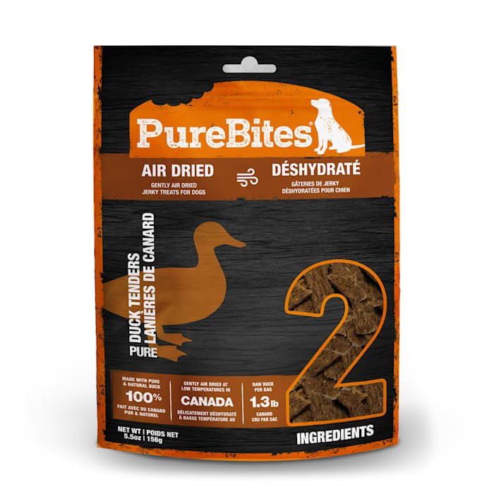 PureBites pato deshidratado para perros, ingredientes simples y naturales.