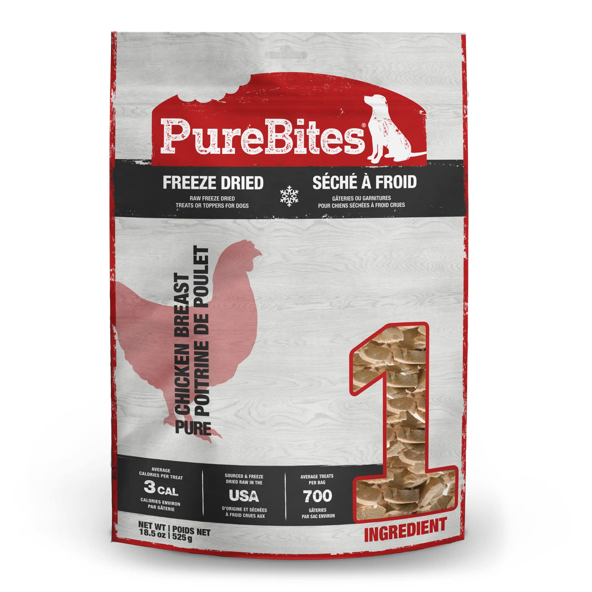 PureBites pechuga de pollo en bolsa 18-5oz, ideal para premio diario para entrenamiento
