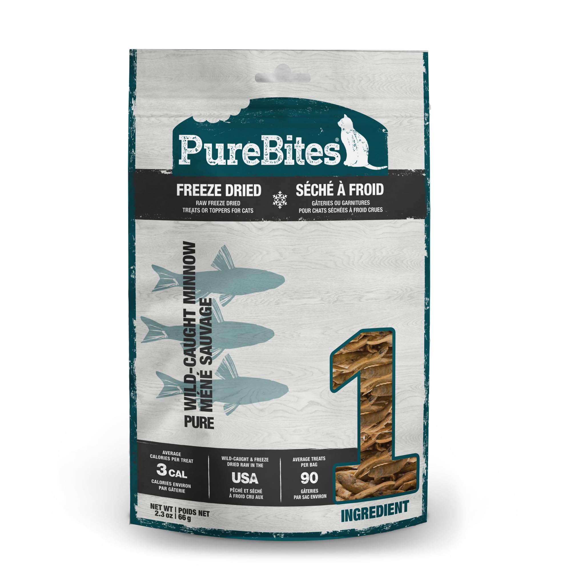 PureBites emballage poisson sauvage: pratique et frais pour votre chat.