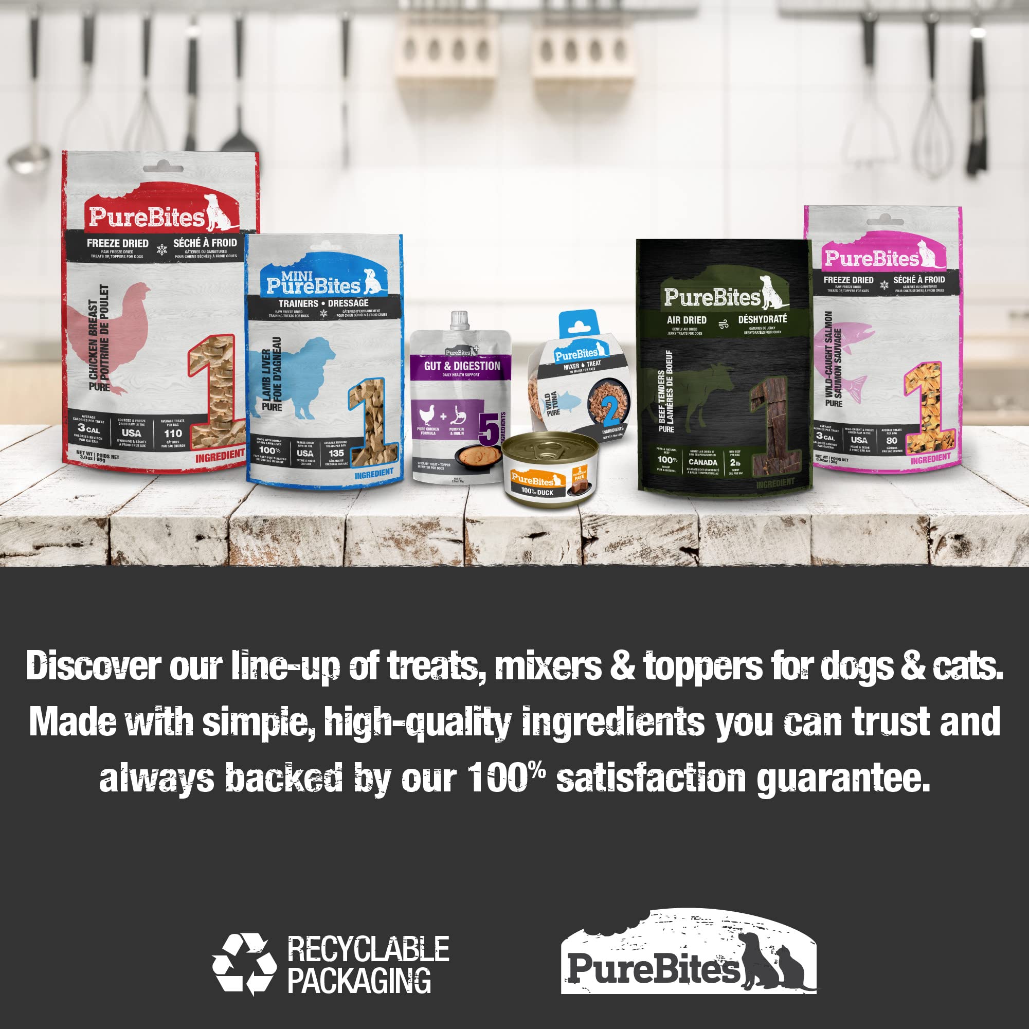PureBites salmón deshidratado para gatos, garantía de satisfacción.