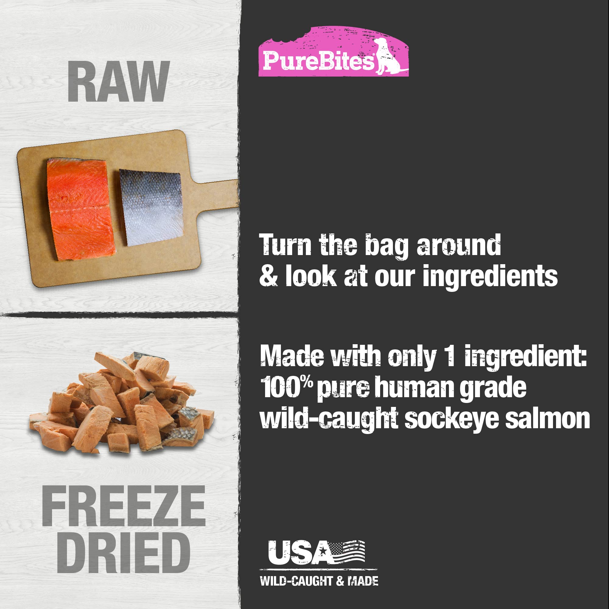 PureBites salmón: alto contenido proteico para pelaje saludable