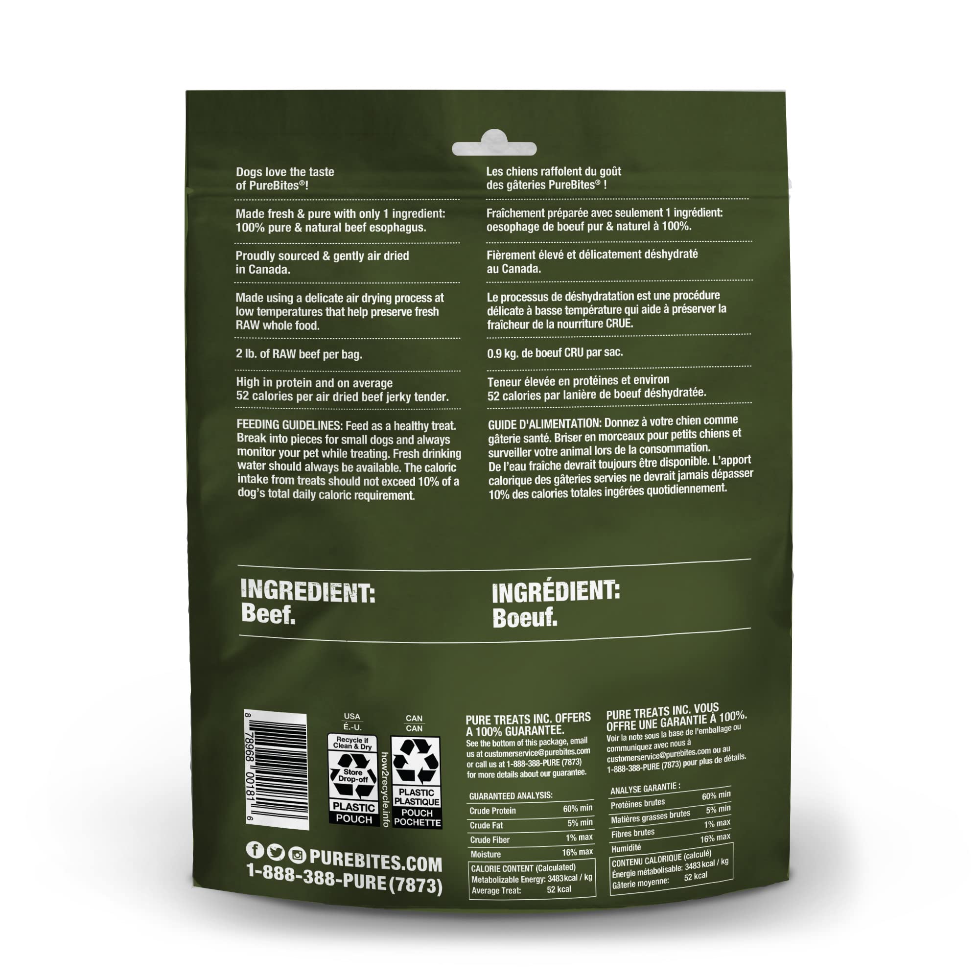 PureBites jerky en tiras para perros, ideal como recompensa