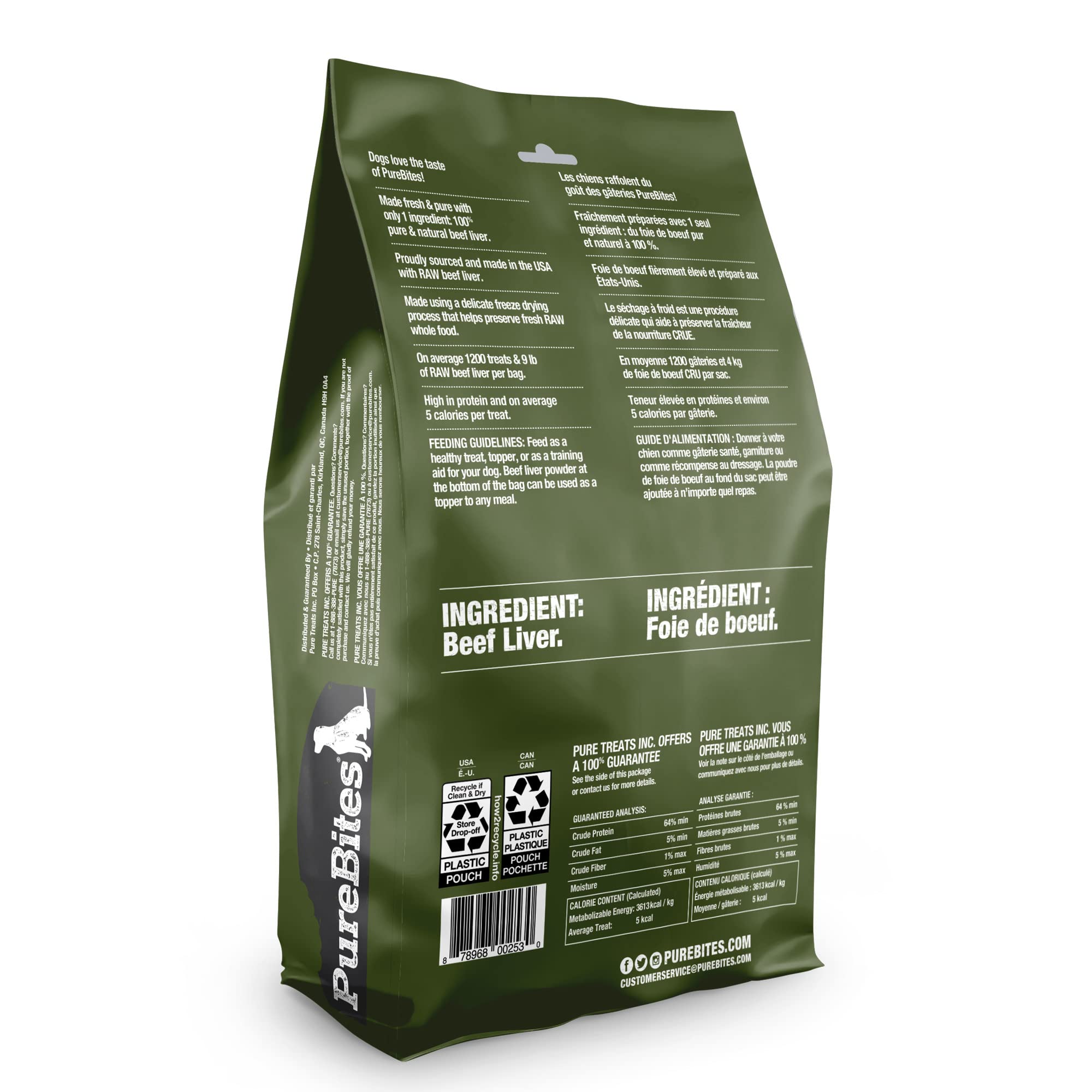 PureBites ternera liofilizada, snack alto en proteína para entrenamientos.
