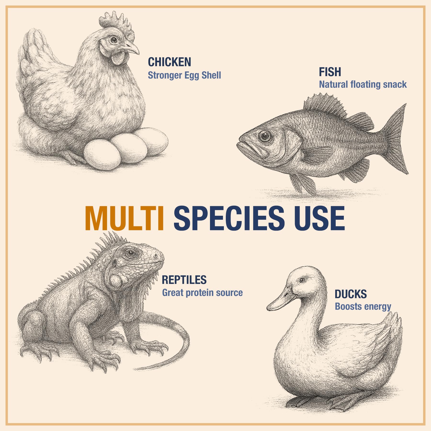 PureGrubs uso multiespecie para aves, reptiles y otros animales.