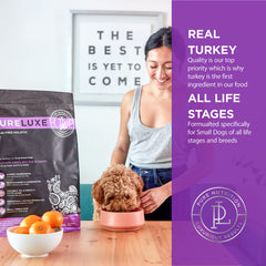 PURELUXE ingredientes de pavo, salmón y guisantes partidos para digestión equilibrada