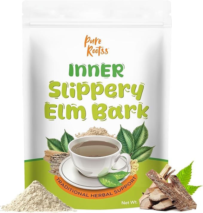 PureRootss Polvo de corteza de olmo: fuente natural de mucílago para uso diario.