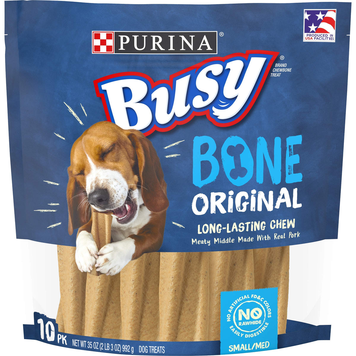 Purina Busy Bone Original 10 unidades en bolsa, recompensa sabrosa para perros adultos durante entrenamiento.
