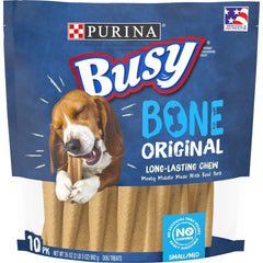Purina Busy Bone Original 10 unidades en bolsa, recompensa sabrosa para perros adultos durante entrenamiento.