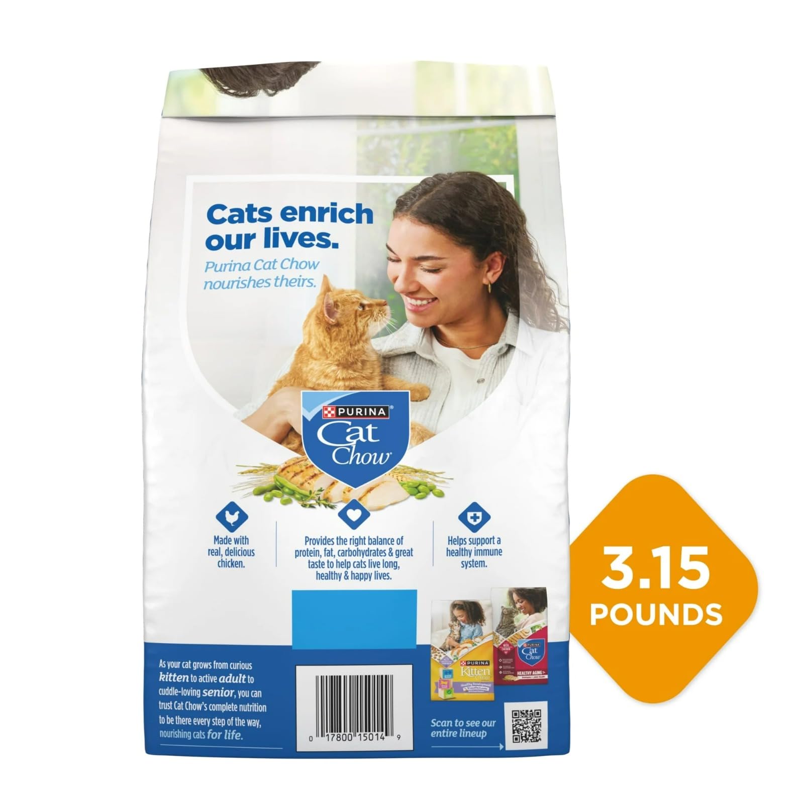 Purina Cat Chow información nutricional clara para dueños curiosos.