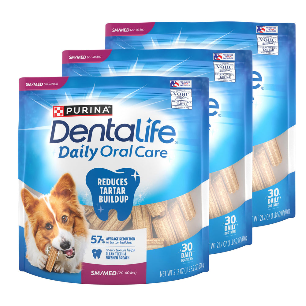 Purina DentaLife: empaque visible, fácil de almacenar para uso diario.