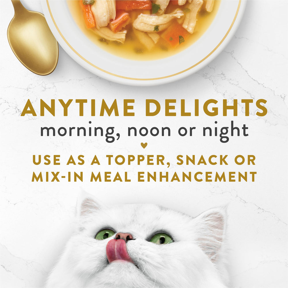 Purina Fancy Feast Broths Clásico con porción fácil de verter para menos desorden.
