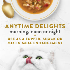 Purina Fancy Feast: acentos de cangrejo real en caldo, variedad sensorial