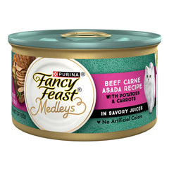 Fancy Feast Medleys Carne Asada en lata 3 oz, primera vista, sabor apetecible para gatos adultos