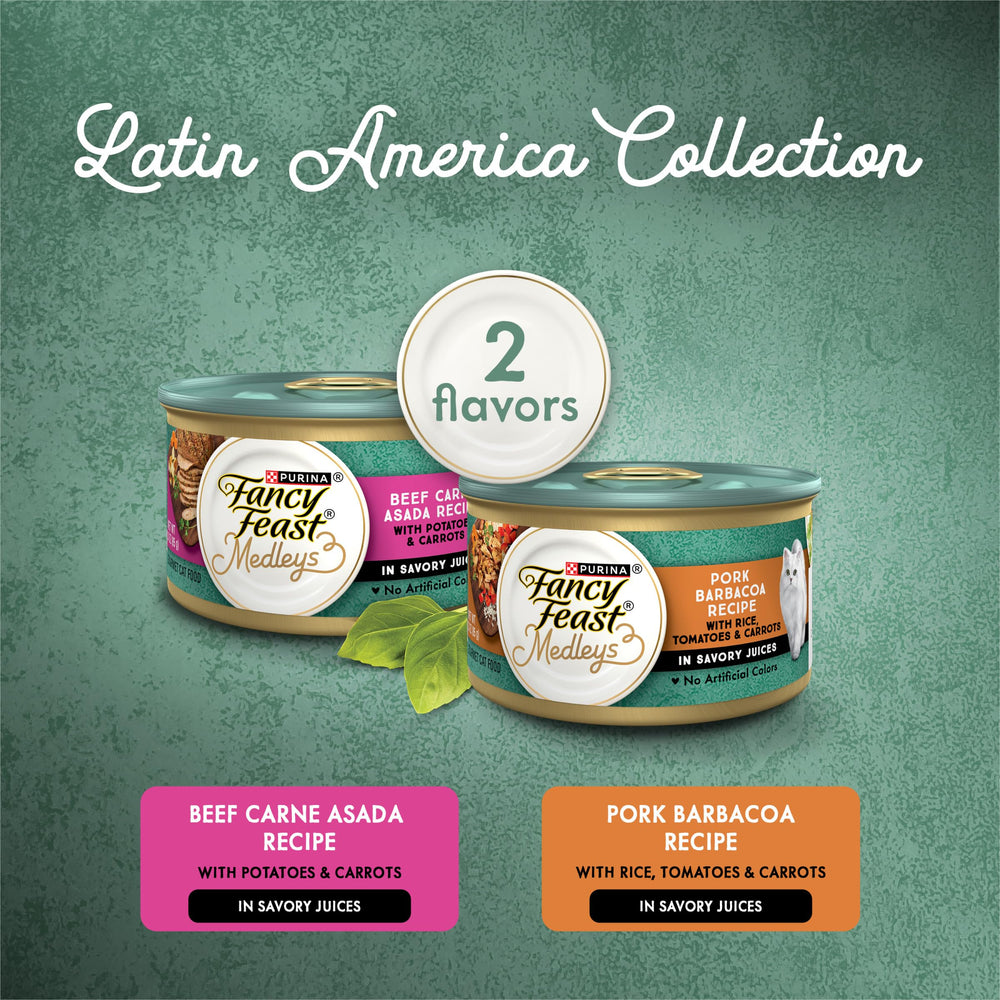 Purina Fancy Feast Medleys LatAm lata arroz: textura suave para cada porción.