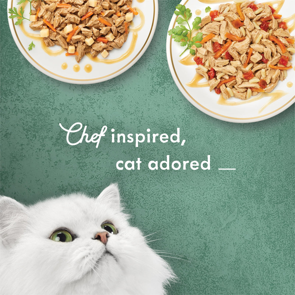 Purina Fancy Feast Medleys LatAm lata nutrición completa: apoyo diario para gatos adultos.