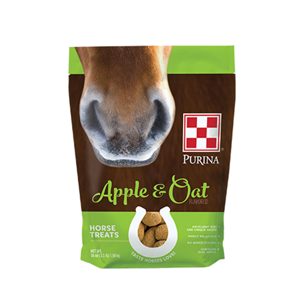 Purina golosinas para caballos con sabor a manzana y avena en bolsa, premio sabroso para entrenamiento.