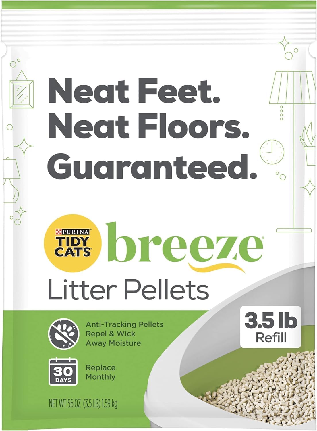 Purina Litter Tidy Cat Breeze Pellets para uso diario sin polvo.