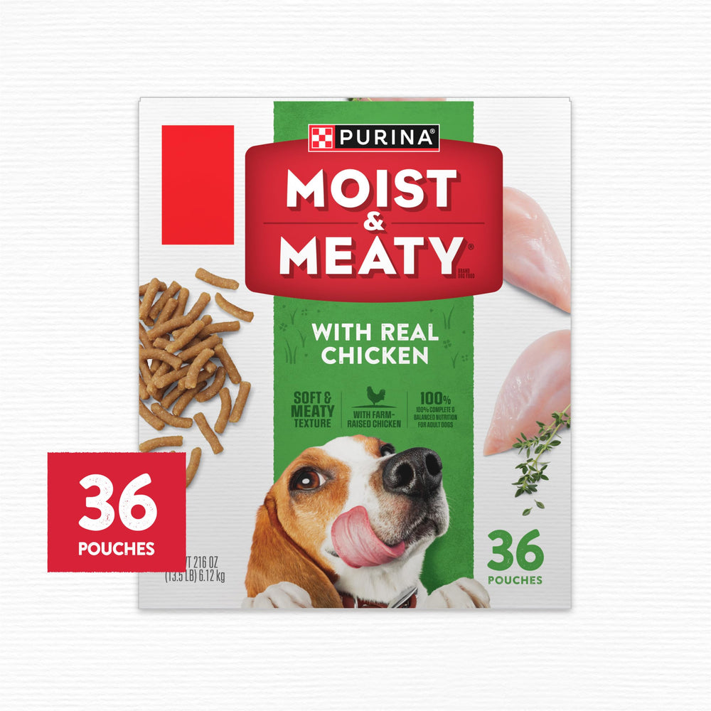 Purina Moist y Meaty espolvoreado sobre comida húmeda o seca.