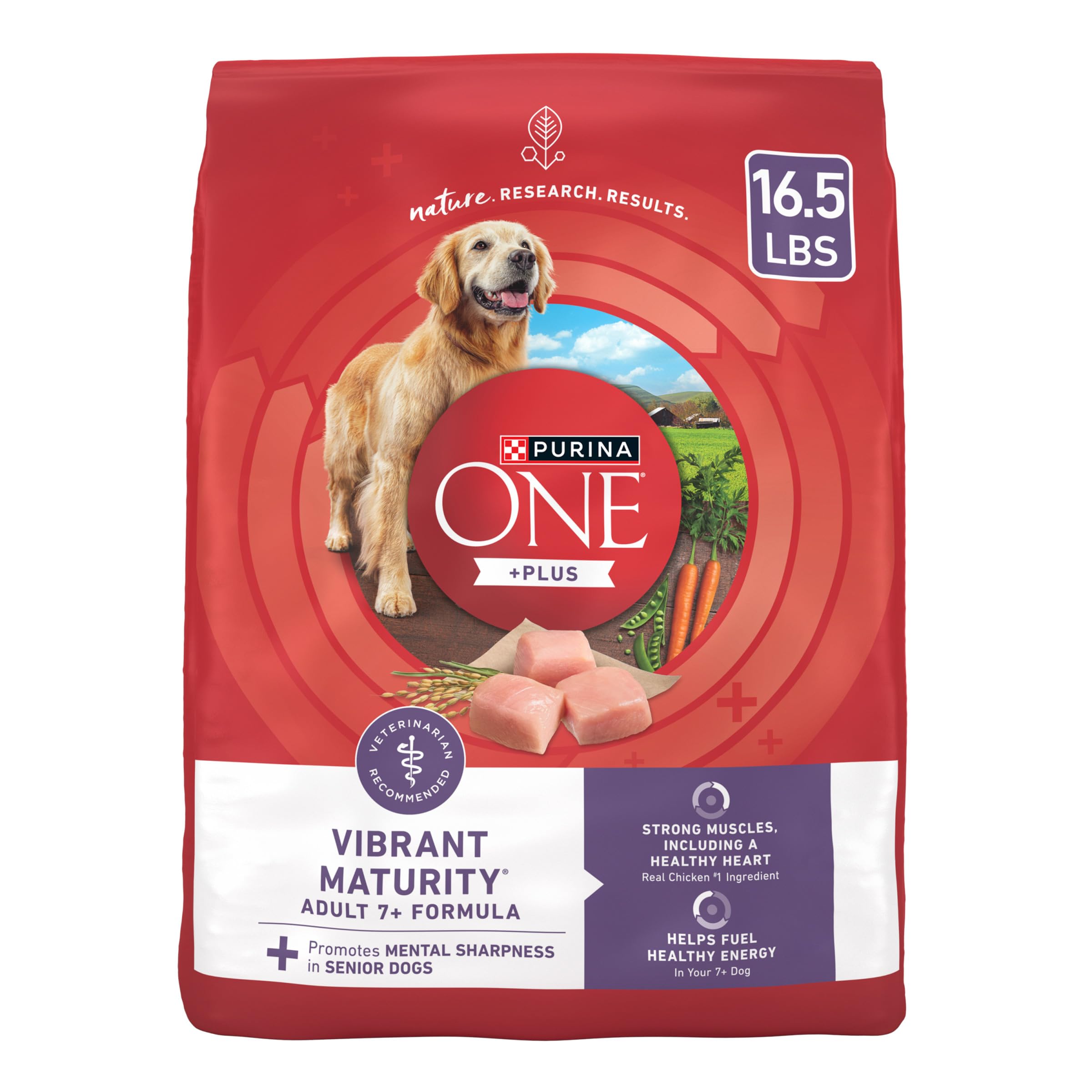 Bolsa Purina ONE de 16.5 lb para senior, apoya músculos.