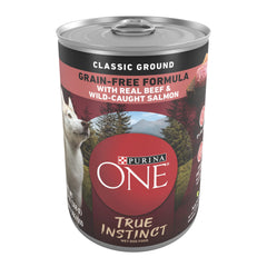Purina ONE Instinto Verdadero Res-Lata: carne real para músculos fuertes.