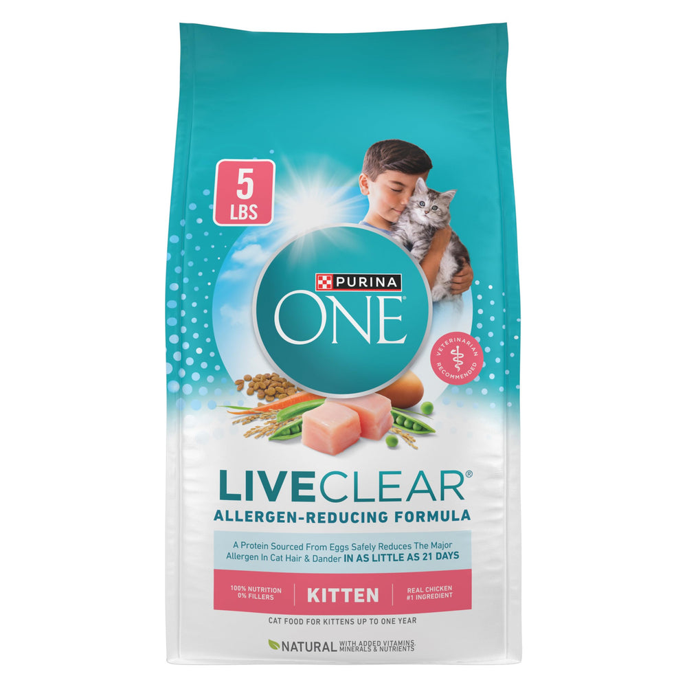 Purina ONE LiveClear alimento seco para gatitos, textura crujiente para crecimiento saludable