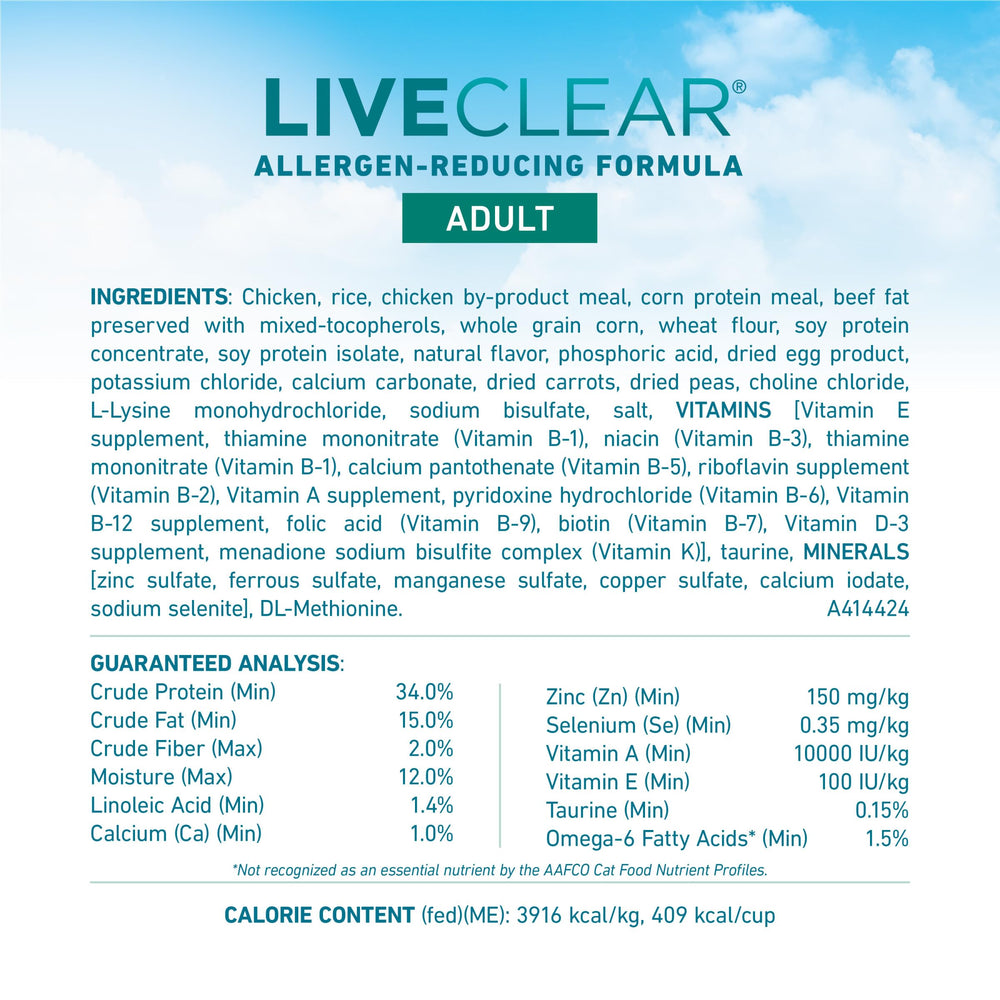 Purina ONE LiveClear croquetas de textura fácil digestión para gatos adultos