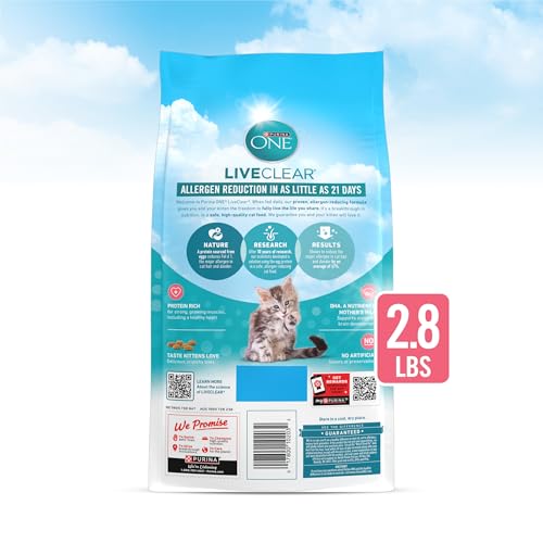 Purina ONE LiveClear recomendado por veterinarios para gatitos.