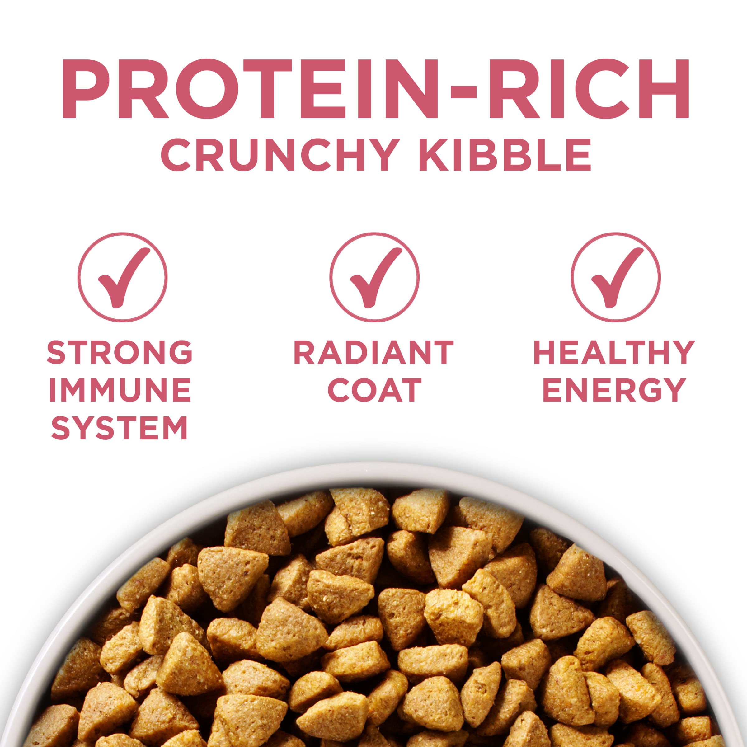 Purina ONE Natural +Plus, vitamina E y omega 6 para piel y pelaje.