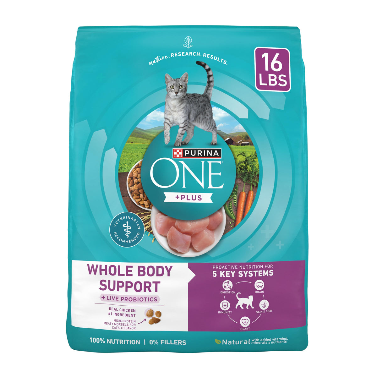 Purina ONE Plus: alimento seco de pollo para gato, 16 lb, sabor que atrae.