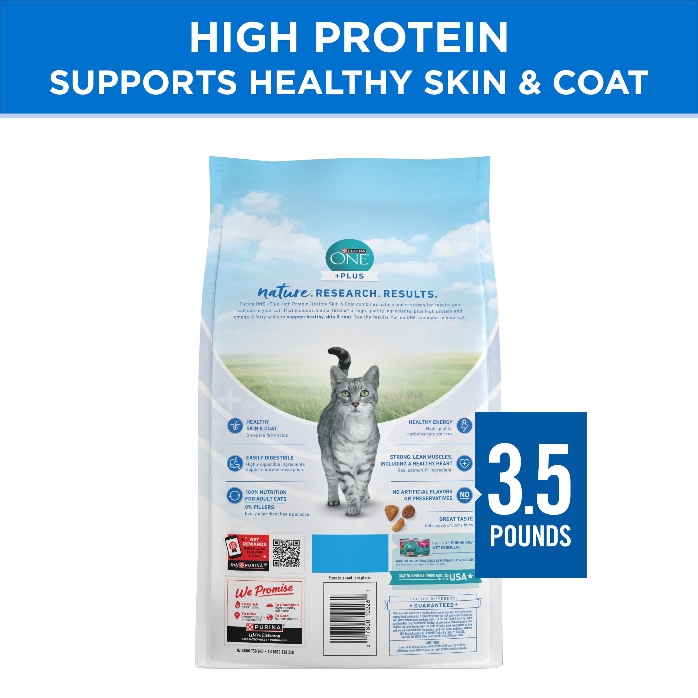Purina ONE Plus nutrición equilibrada para gatos adultos.