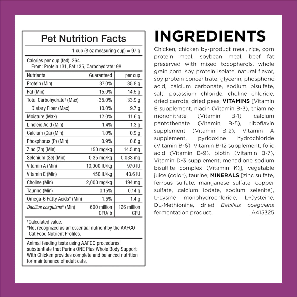 Purina ONE Plus sin rellenos ni artificiales para nutrición limpia.
