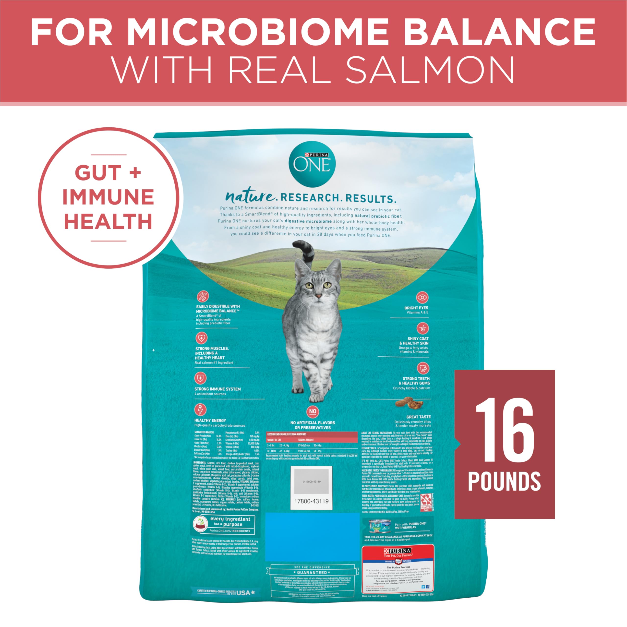 Comida seca de Purina ONE Tender Selects para un cuidado digestivo equilibrado.