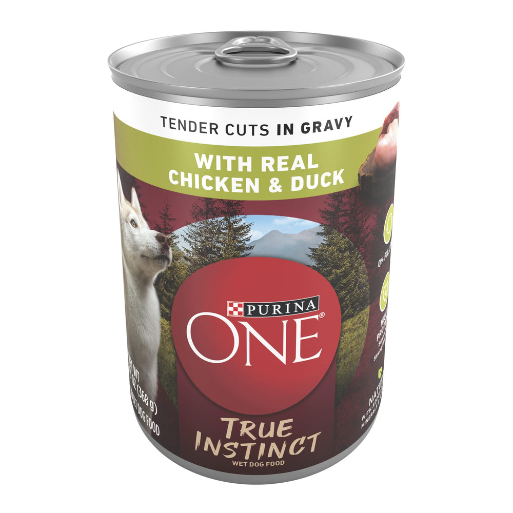 Purina ONE Tender Cuts trozos de pollo y pato en salsa de carne, ideal como comida principal.