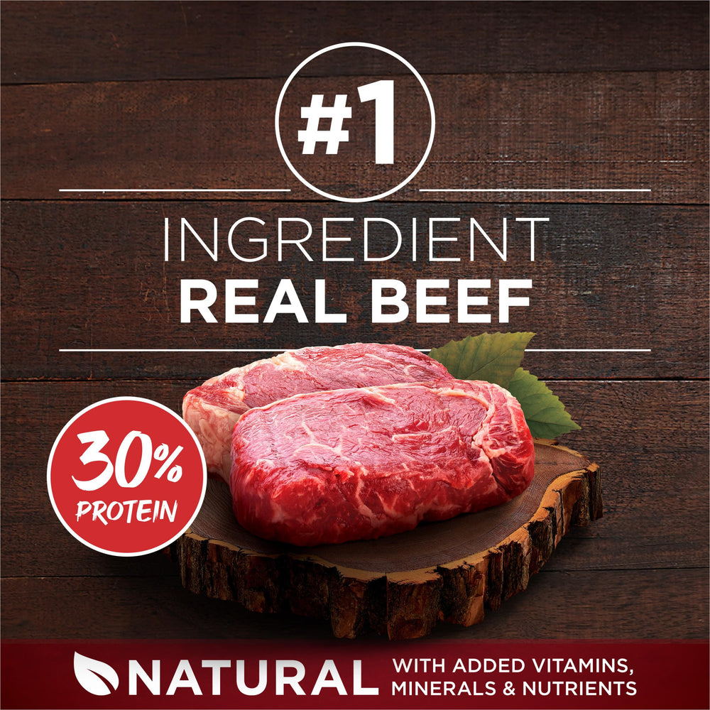 Purina ONE True Instinct Carne Real, detalle de ingrediente principal para sabor auténtico.