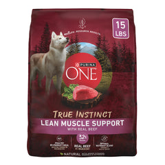 Purina ONE True Instinct Musculo Magro, bolsa frontal, alimento rico en proteína alto impacto.