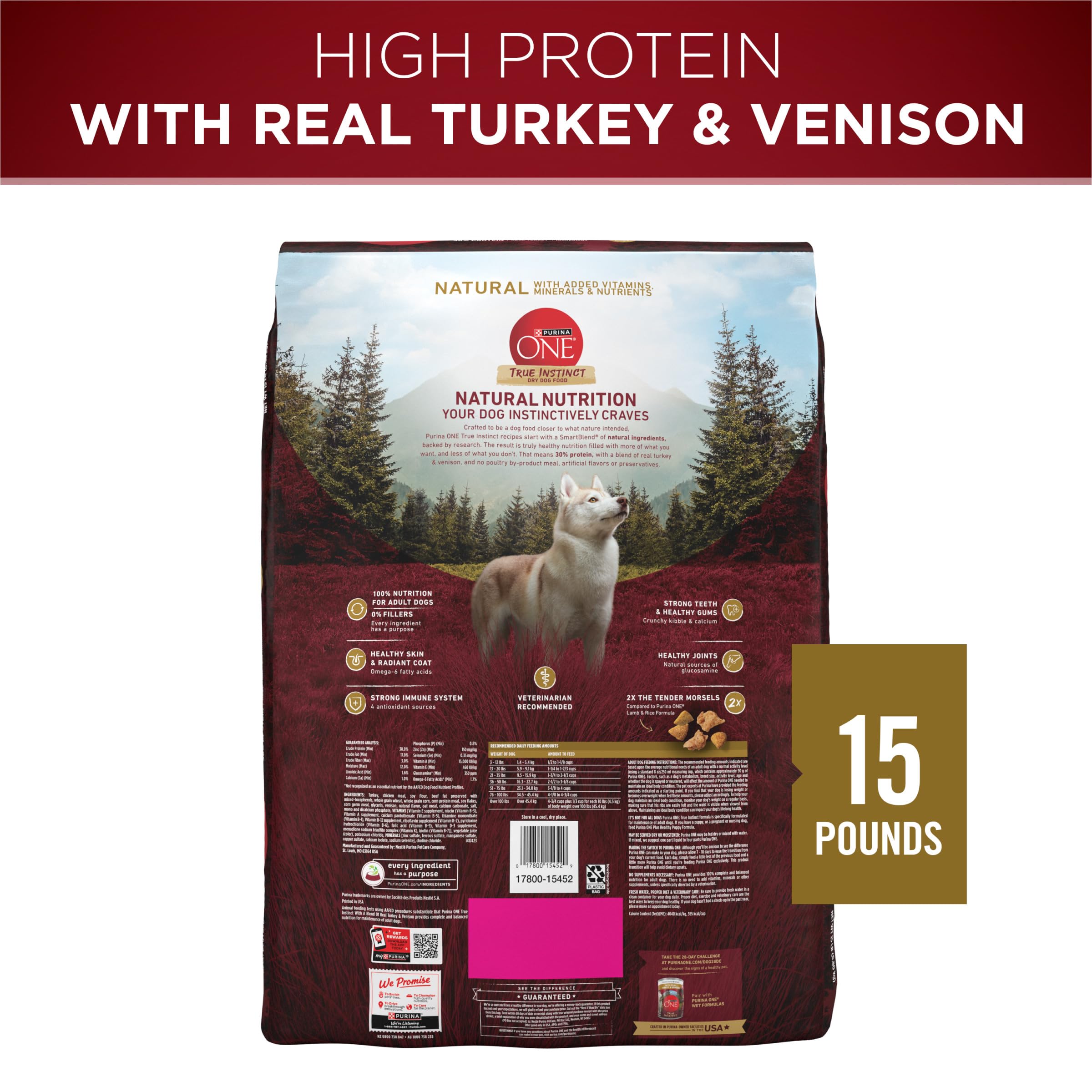 Purina ONE True Instinct glucosamina natural para articulaciones sanas.