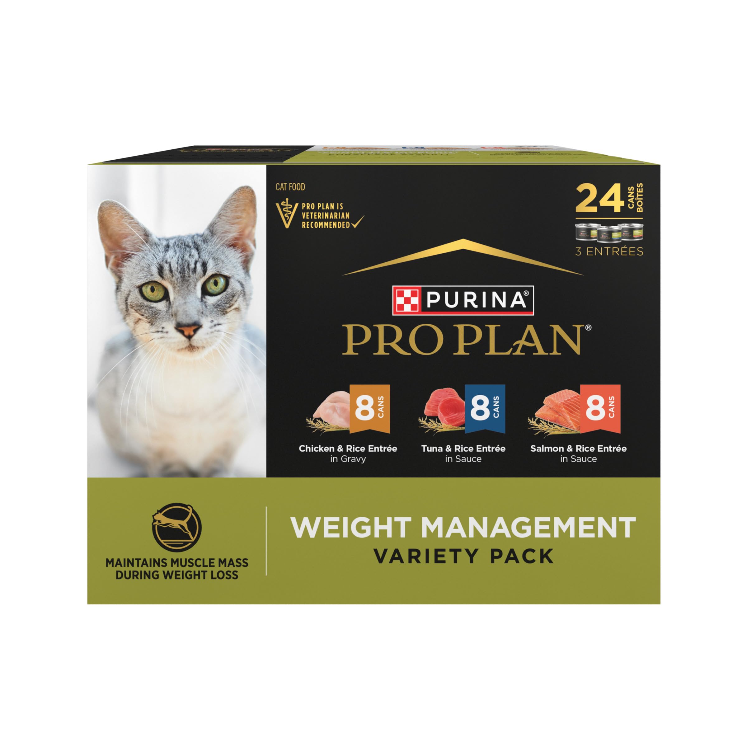 Purina Pro Plan para gatos adultos, comidas en salsa, ayuda a mantener la masa muscular.