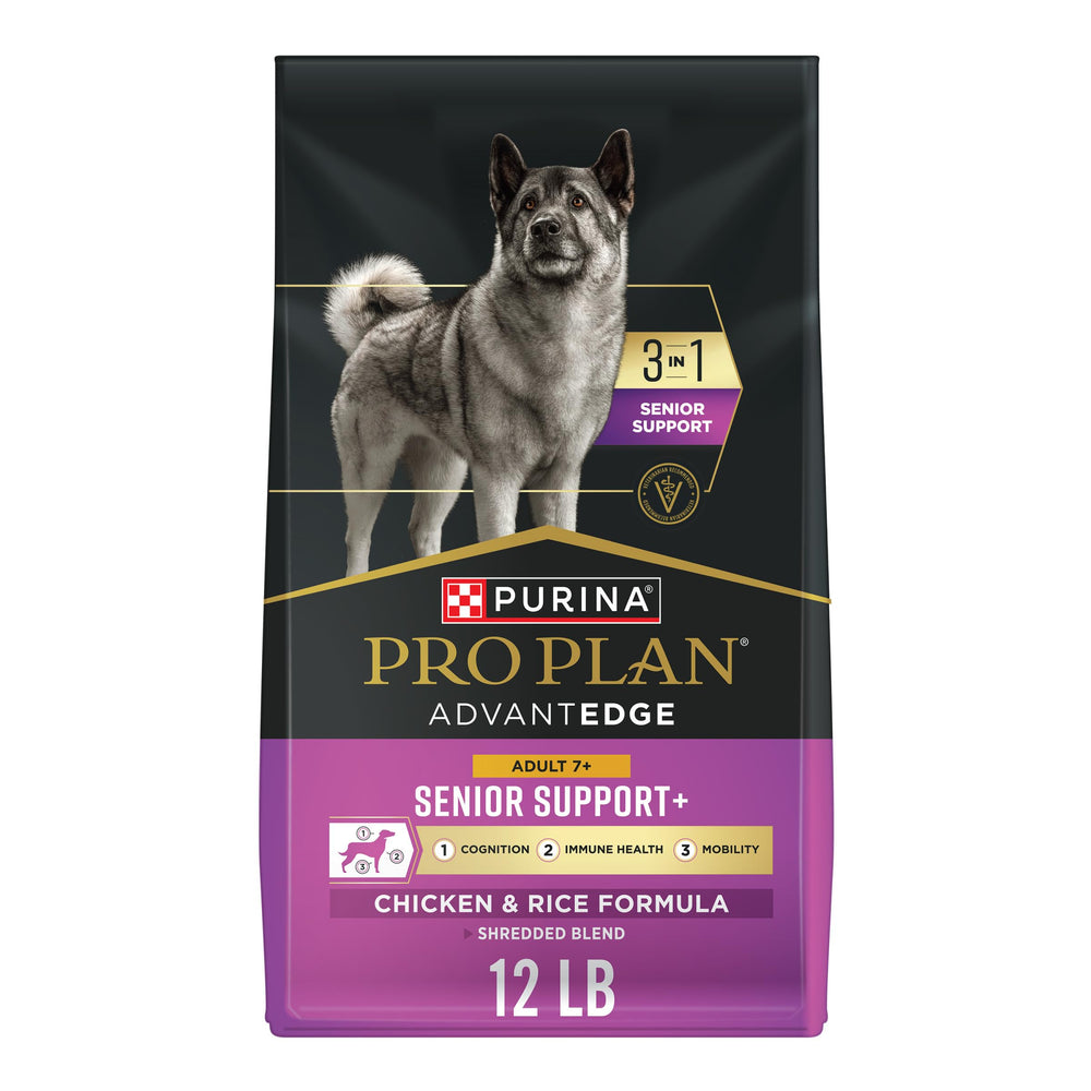 Purina Pro Plan AdvantEDGE Senior Support Plus, bolsa de comida seca con pollo y arroz para perros mayores.