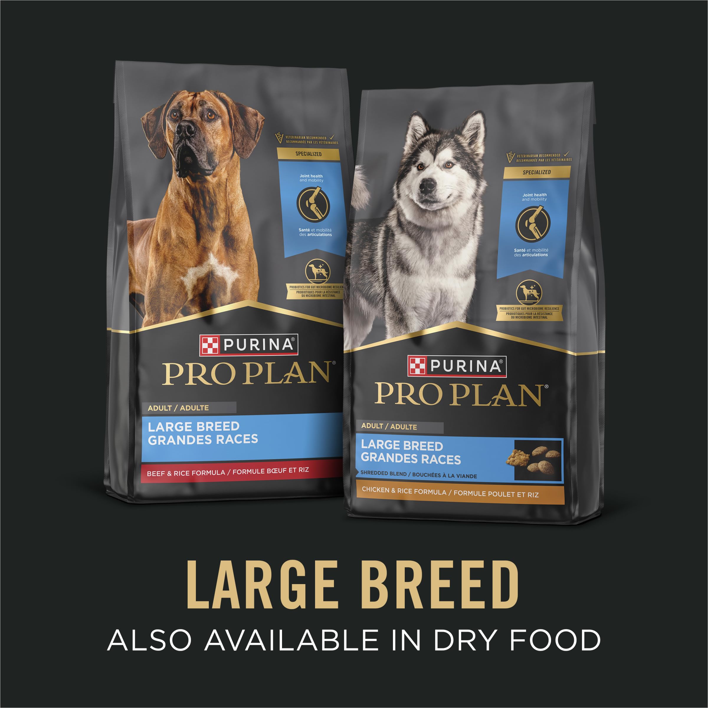 Purina Pro Plan húmedo para razas grandes con carne y arroz