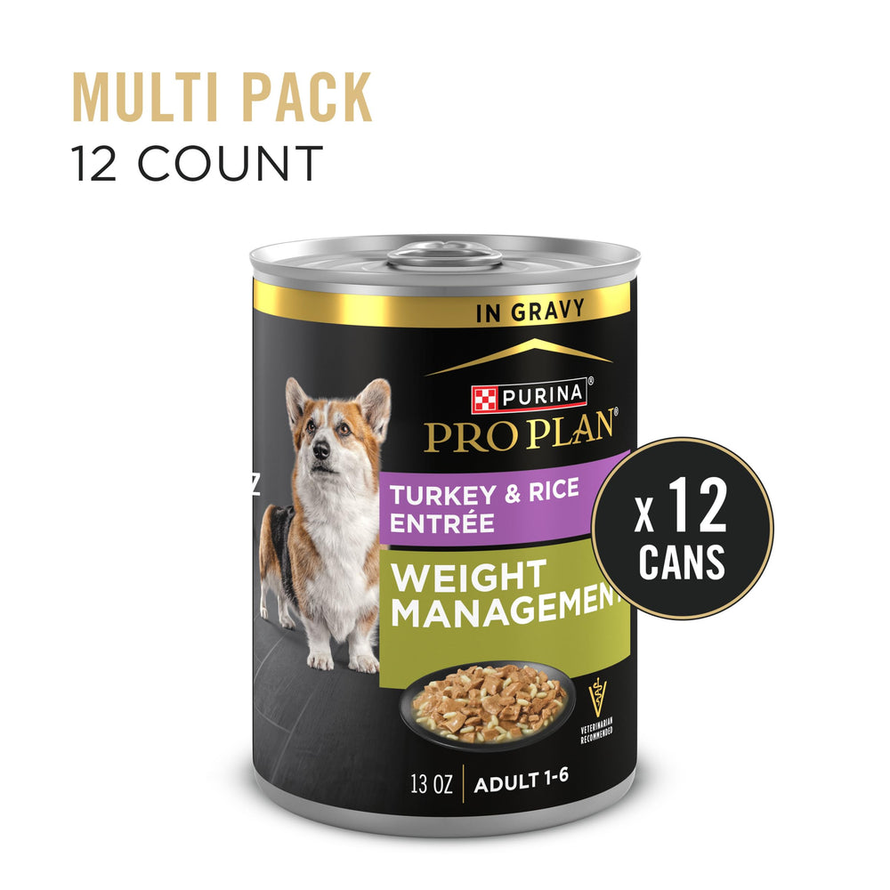 Purina Pro Plan alimento húmedo con pavo y arroz en salsa para perros activos.