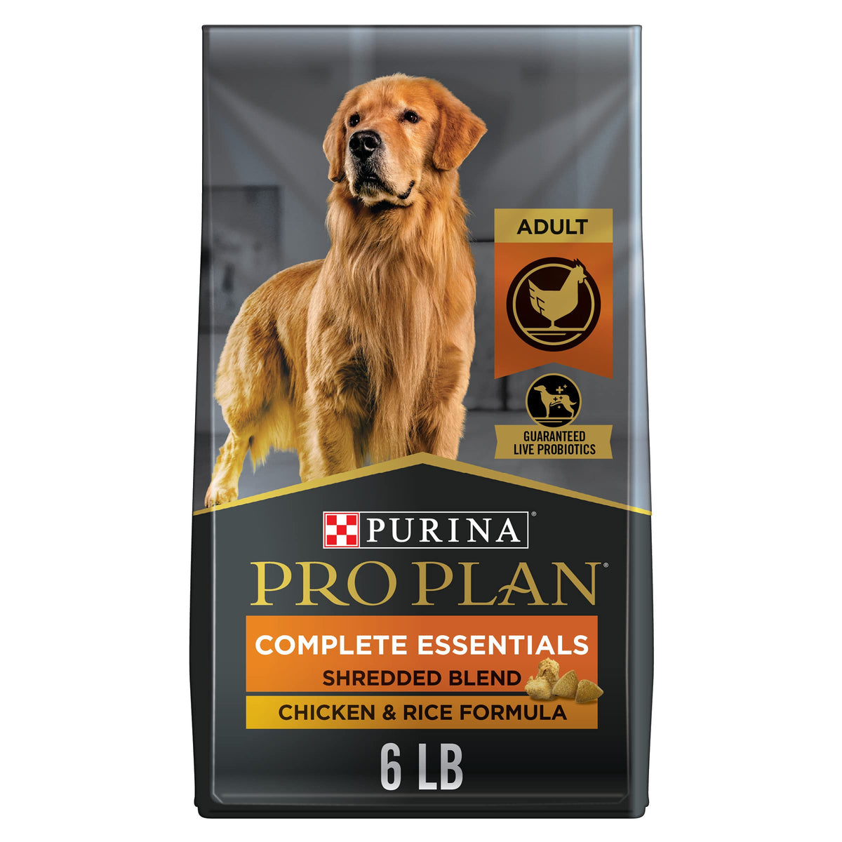 Purina Pro Plan bolsa 6lb croquetas y trozos deshebrados con textura atractiva para perros adultos.
