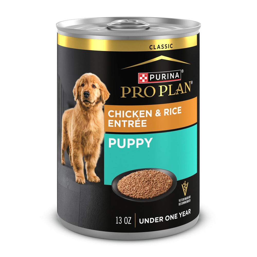 Purina Pro Plan cachorros pate pollo arroz, envase visible para crecimiento.
