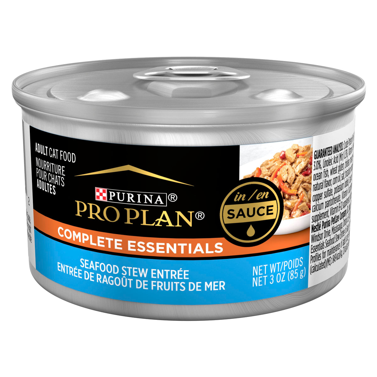 Purina Pro Plan Gravy con mariscos en salsa, sabor irresistible para gatos adultos.