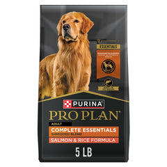 Purina Pro Plan Complete Essentials: bolsa de 5 libras con salmón y arroz para perros adultos.