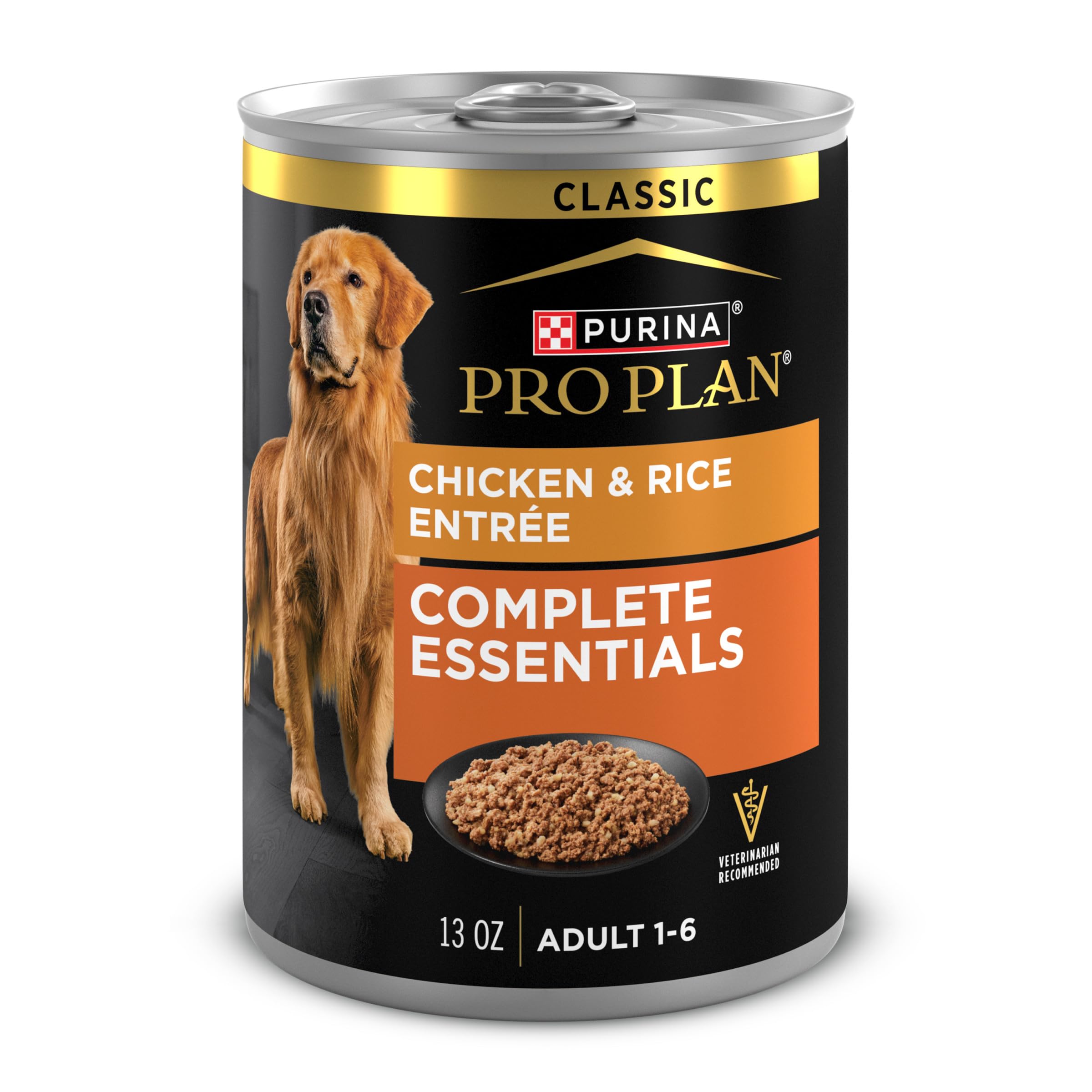 Purina Pro Plan paté clásico pollo-arroz, lata; proteína alta para perros adultos