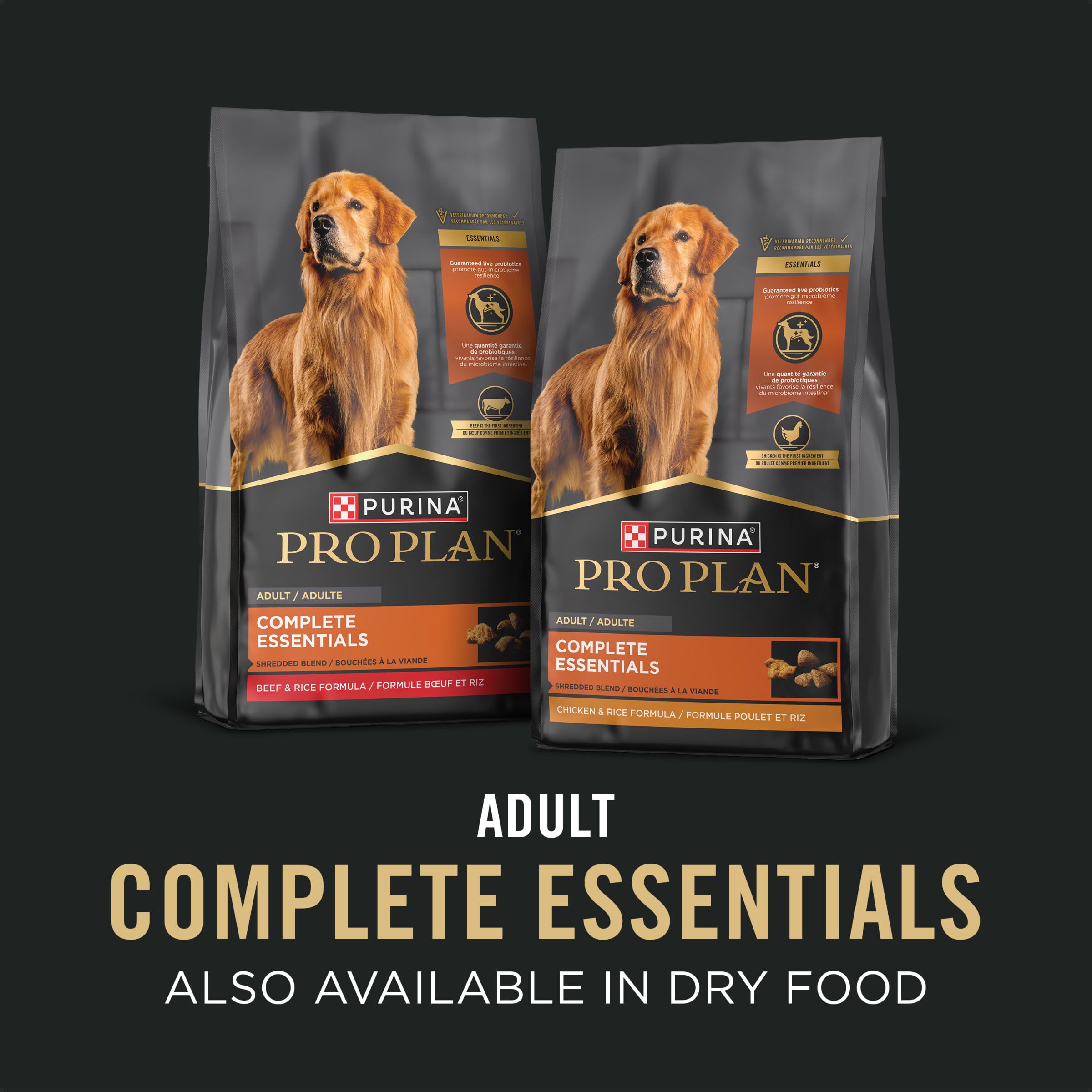 Purina Pro Plan Complete Essentials, 23 vitaminas y nutrientes para la salud diaria.
