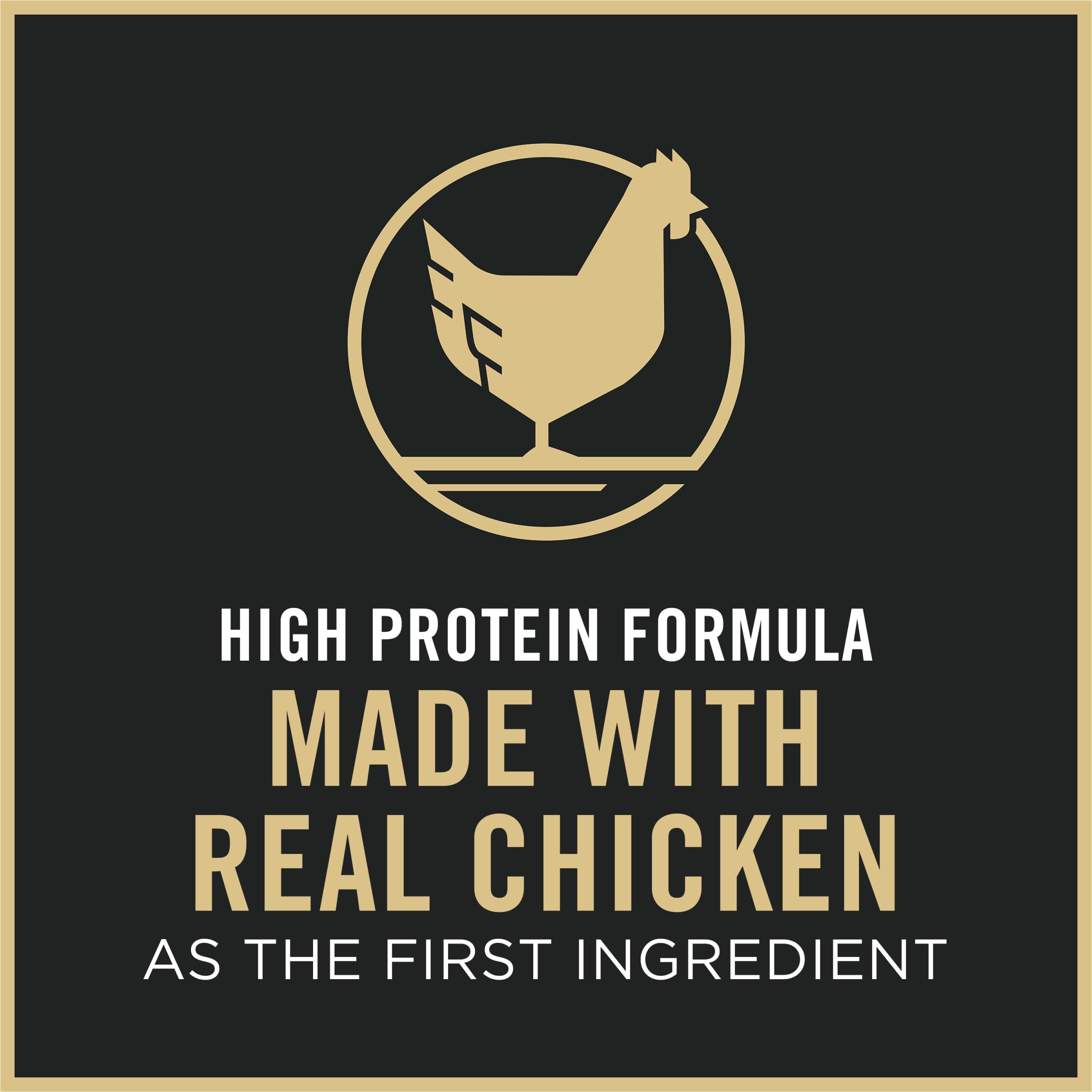 Purina Pro Plan Complete Essentials Shredded Blend textura mixta croquetas y trozos.