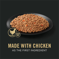 Purina Pro Plan sin grano pate de pollo con zanahorias, alto en proteína para perros activos.