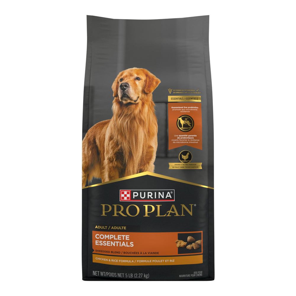 Purina Pro Plan Complete Essentials: vitaminas A y omega-6 para piel y pelaje saludables.